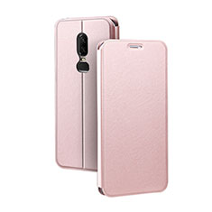 Handytasche Stand Schutzhülle Leder für OnePlus 6 Rosa