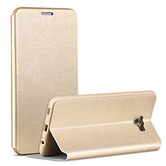 Handytasche Stand Schutzhülle Leder für Samsung Galaxy C7 Pro C7010 Gold