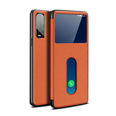 Handytasche Stand Schutzhülle Leder Hülle für Oppo Find X2 Orange