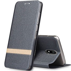 Handytasche Stand Schutzhülle Leder Hülle für Xiaomi Redmi 8A Grau