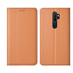 Handytasche Stand Schutzhülle Leder Hülle L01 für Oppo A5 (2020) Orange