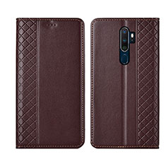 Handytasche Stand Schutzhülle Leder Hülle L01 für Oppo A9 (2020) Braun