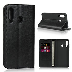 Handytasche Stand Schutzhülle Leder Hülle L01 für Samsung Galaxy A60 Schwarz