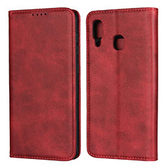 Handytasche Stand Schutzhülle Leder Hülle L02 für Samsung Galaxy A20 Rot
