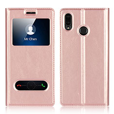 Handytasche Stand Schutzhülle Leder Hülle L03 für Huawei Nova 3e Rosegold