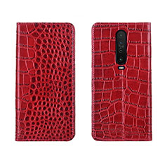 Handytasche Stand Schutzhülle Leder Hülle L03 für Xiaomi Redmi K30 4G Rot