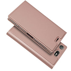 Handytasche Stand Schutzhülle Leder Hülle L05 für Sony Xperia XZ1 Compact Rosegold