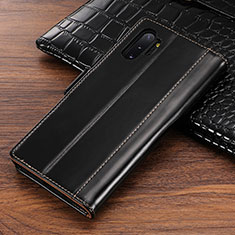Handytasche Stand Schutzhülle Leder Hülle P01 für Samsung Galaxy Note 10 Plus Schwarz