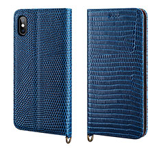 Handytasche Stand Schutzhülle Leder Hülle P03 für Apple iPhone X Blau