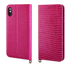 Handytasche Stand Schutzhülle Leder Hülle P03 für Apple iPhone X Pink