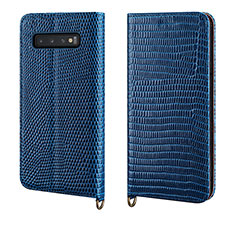 Handytasche Stand Schutzhülle Leder Hülle P04 für Samsung Galaxy S10 Plus Blau