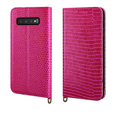 Handytasche Stand Schutzhülle Leder Hülle P04 für Samsung Galaxy S10 Plus Pink