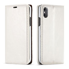 Handytasche Stand Schutzhülle Leder Hülle T01 für Apple iPhone X Weiß