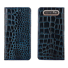 Handytasche Stand Schutzhülle Leder Hülle T06 für Samsung Galaxy A80 Blau