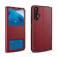 Handytasche Stand Schutzhülle Leder Hülle T07 für Huawei Honor 20 Rot