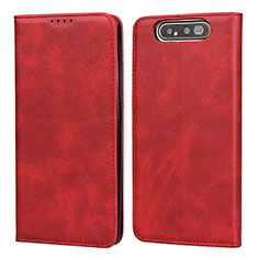 Handytasche Stand Schutzhülle Leder Hülle T08 für Samsung Galaxy A80 Rot