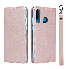 Handytasche Stand Schutzhülle Leder Hülle T09 für Huawei Nova 4e Rosegold