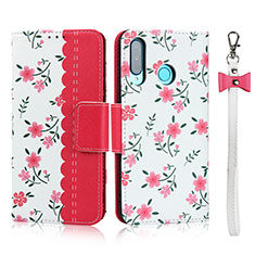 Handytasche Stand Schutzhülle Leder Hülle T10 für Huawei P30 Lite New Edition Rot