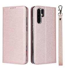 Handytasche Stand Schutzhülle Leder Hülle T12 für Huawei P30 Pro Rosegold