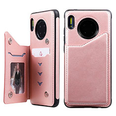 Handytasche Stand Schutzhülle Leder Hülle T14 für Huawei Mate 30 5G Rosegold