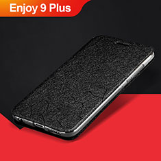 Handytasche Stand Schutzhülle Leder L01 für Huawei Enjoy 9 Plus Schwarz