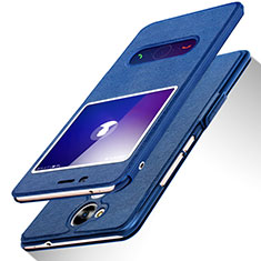 Handytasche Stand Schutzhülle Leder L01 für Huawei Honor V9 Play Blau