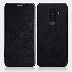 Handytasche Stand Schutzhülle Leder L01 für Samsung Galaxy A6 Plus (2018) Schwarz