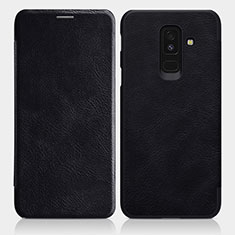 Handytasche Stand Schutzhülle Leder L01 für Samsung Galaxy A6 Plus Schwarz