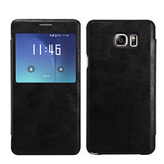 Handytasche Stand Schutzhülle Leder L01 für Samsung Galaxy Note 5 N9200 N920 N920F Schwarz