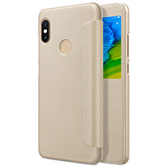 Handytasche Stand Schutzhülle Leder L01 für Xiaomi Redmi Note 5 Pro Gold