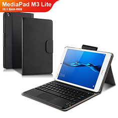 Handytasche Stand Schutzhülle Leder mit Tastatur L02 für Huawei MediaPad M3 Lite 10.1 BAH-W09 Schwarz