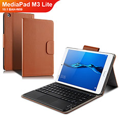 Handytasche Stand Schutzhülle Leder mit Tastatur L02 für Huawei MediaPad M3 Lite 10.1 BAH-W09 Weiß