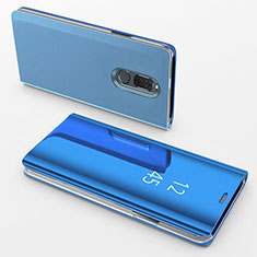 Handytasche Stand Schutzhülle Leder Rahmen Spiegel Tasche für Huawei Mate 10 Lite Blau