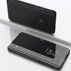 Handytasche Stand Schutzhülle Leder Rahmen Spiegel Tasche für OnePlus 7 Schwarz