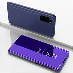 Handytasche Stand Schutzhülle Leder Rahmen Spiegel Tasche für Samsung Galaxy S20 Violett