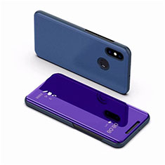 Handytasche Stand Schutzhülle Leder Rahmen Spiegel Tasche für Xiaomi Mi 8 Blau