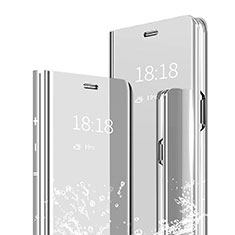 Handytasche Stand Schutzhülle Leder Rahmen Spiegel Tasche für Xiaomi Mi Max 3 Silber
