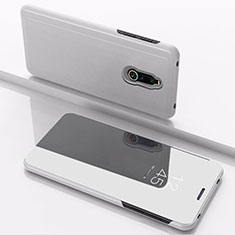 Handytasche Stand Schutzhülle Leder Rahmen Spiegel Tasche für Xiaomi Redmi 8 Silber