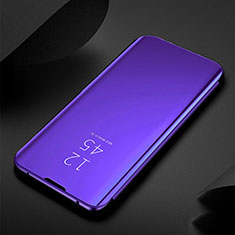 Handytasche Stand Schutzhülle Leder Rahmen Spiegel Tasche für Xiaomi Redmi Note 8 (2021) Violett