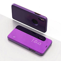 Handytasche Stand Schutzhülle Leder Rahmen Spiegel Tasche L02 für Apple iPhone X Violett