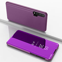 Handytasche Stand Schutzhülle Leder Rahmen Spiegel Tasche L02 für Huawei Nova 6 Violett