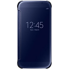 Handytasche Stand Schutzhülle Leder Rahmen Spiegel Tasche L02 für Samsung Galaxy S7 Edge G935F Blau