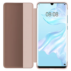 Handytasche Stand Schutzhülle Leder Rahmen Spiegel Tasche L05 für Huawei P30 Rosegold