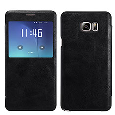 Handytasche Stand Schutzhülle Leder U01 für Samsung Galaxy S7 Edge G935F Schwarz