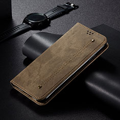 Handytasche Stand Schutzhülle Stoff B01S für Oppo A79 5G Kahki