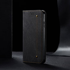Handytasche Stand Schutzhülle Stoff B01S für Samsung Galaxy A12 Schwarz