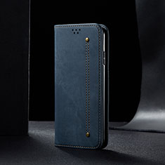 Handytasche Stand Schutzhülle Stoff B01S für Samsung Galaxy F12 Blau