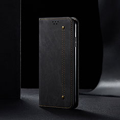 Handytasche Stand Schutzhülle Stoff B01S für Samsung Galaxy F12 Schwarz