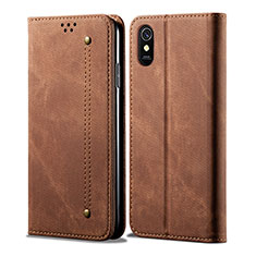 Handytasche Stand Schutzhülle Stoff B01S für Xiaomi Redmi 9AT Braun