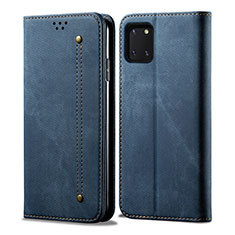 Handytasche Stand Schutzhülle Stoff B02S für Samsung Galaxy A81 Blau